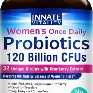 Probióticos Mujer 120 mil millones CFU · 32 cepas · Arándano + Enzimas digestivas · 30 cápsulas