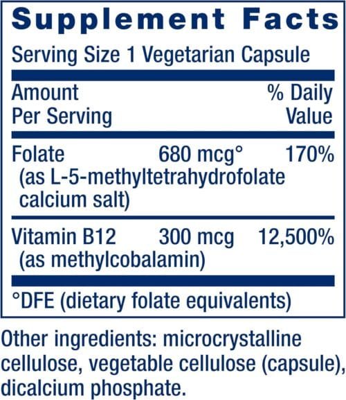 Metilfolato Activo + B12 Metilada | Fertilidad, Embarazo, MTHFR | Life Extension x 90 cápsulas - Imagen 2