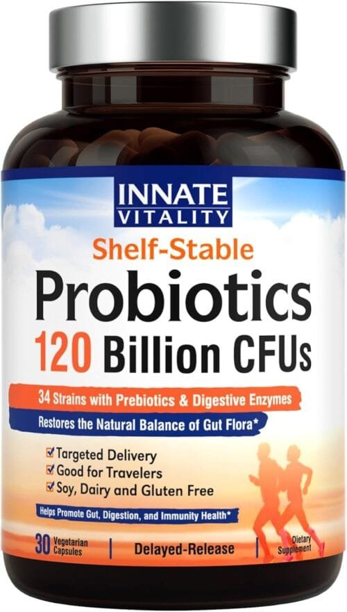 Probióticos 32 cepas 120 mil millones CFU + Prebióticos y Enzimas Digestivas | Innate Vitality (Unisex)
