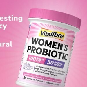 Probiótico Mujer con 30 Cepas | 100Billones CFU | Arándano + Prebióticos + Enzimas | 30 Cápsulas