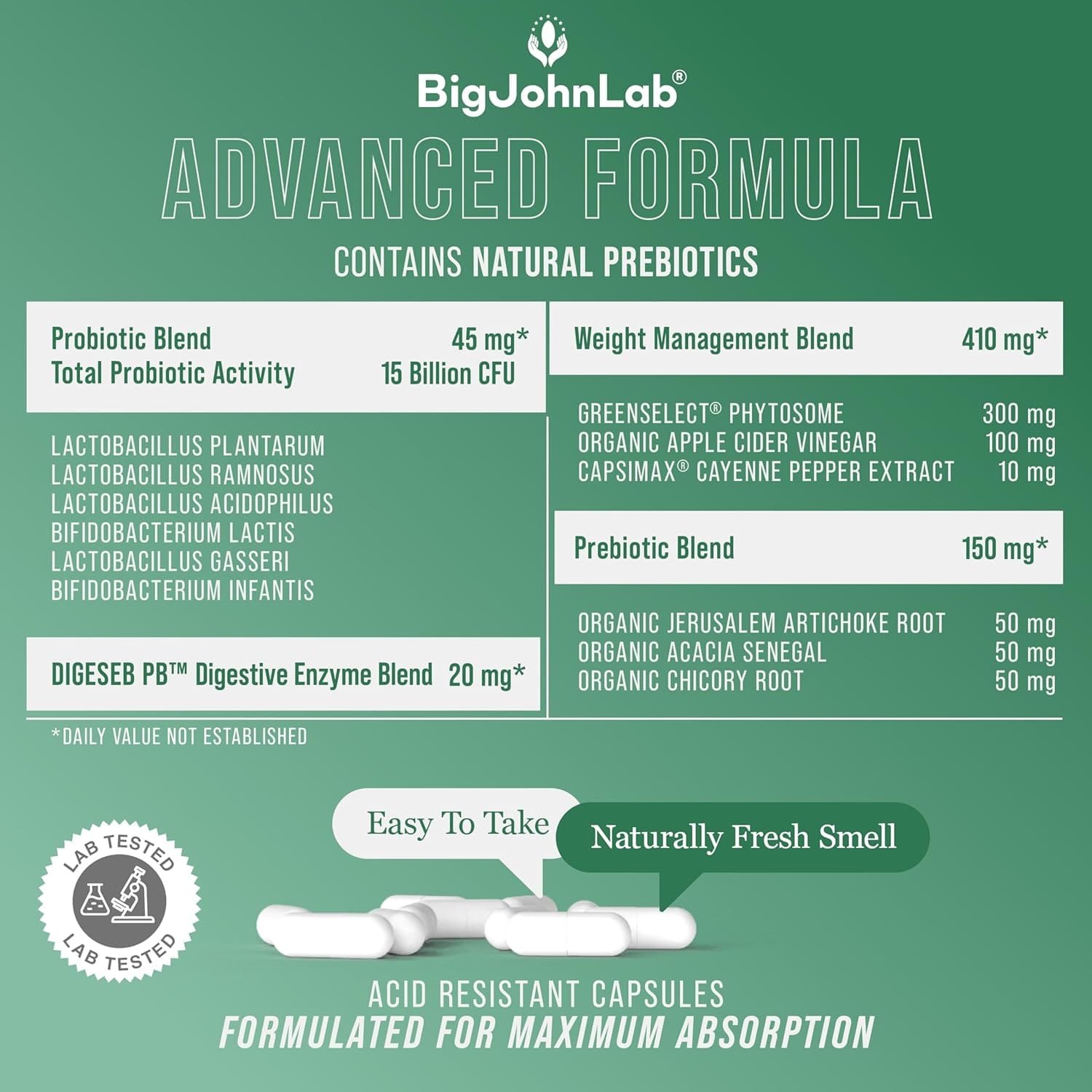 Probiótico Adelgazante con Prebióticos – BigJohnLab – 30 cápsulas - Imagen 5